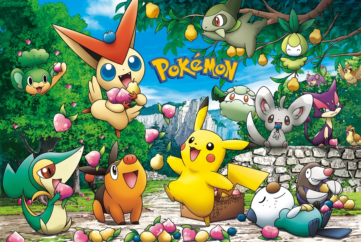 森林主题 Pokémon 英文标志封面
