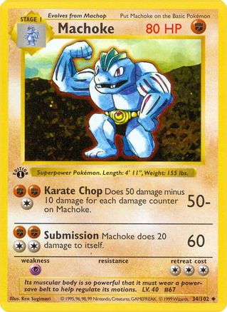 Machoke 034/102 [Base Set Shadowless]  - 1st Edition