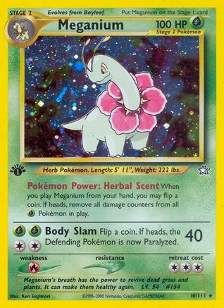 Meganium (10) 010/111 [Neo Genesis]  - 1st Edition Holofoil